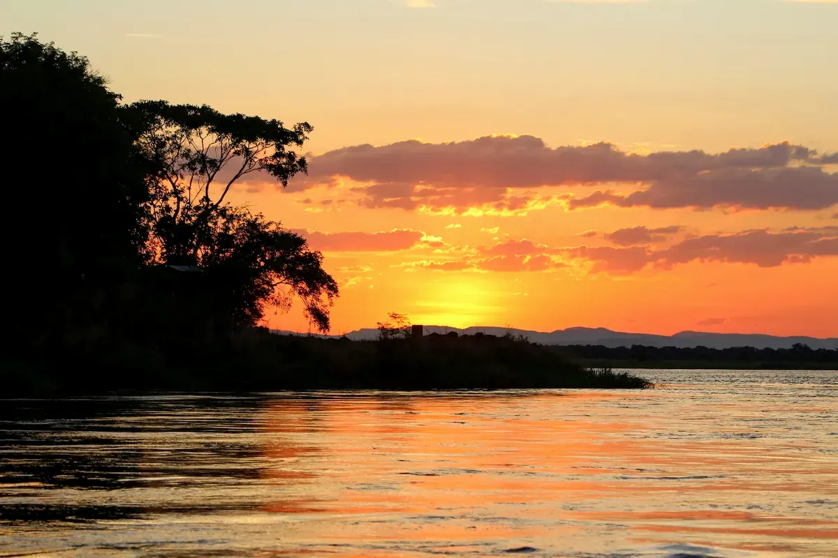 Sunset over the Zambezi River